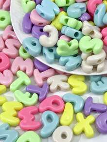 80pcs Colorful 3D Letter Beads, Unique Design Acrylic Large Hole Letter Beads, English Letter Beads, Loose Beads For Necklace, Bracelet And Phone Charm Chain - Jewelry Making Beads - Multicolor - View 2