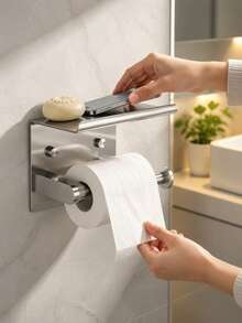 Tempat Tisu Toilet dengan Ruang Penyimpanan di Bagian Atas - Mudah Dipasang, Cocok untuk Kamar Mandi dan Meja Rias, Pemasangan Sederhana - Tersedia dalam Berbagai Pilihan Warna Seperti Matte, Mengkilap, Hitam, Putih, dan Abu-abu - c - View 6