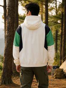 Men's Outdoor Jacket, Contrast Color Casual Windbreaker, Sports Jacket, Coat Spring - Khaki - View 11