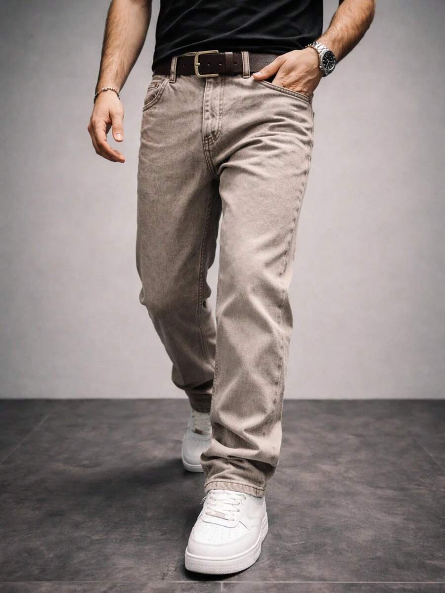 Men's Classic Relaxed Baggy Pants - Flint Stone - View 1