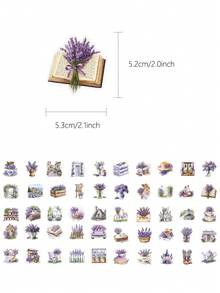 50pcs Lavender Stickers For Decorating Planner, Diary, Scrapbook, Notebook, Luggage, Envelope, Greeting Card, Tablet, Water Bottle - Lavender - View 6