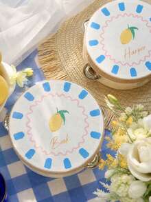 Custom Name 6 Inch Cute Fruit Wedding Tambourine, Personalized Dopamine Strawberry Lemon Avocado Handheld Tambourine With Jute Rope Trim For Summer Wedding, Bridal Shower, Reception, & Dancing (Drumstick Not Included) - Multicolor - View 8