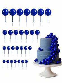 28Pcs Foam Ball Cake Decorations DIY Foam Cake Balls Baking Decor Suitable For Wedding Cake Topper Graduation Party Supplies Party Supplies - Blue Suit - View 8