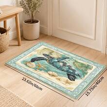 1pc Turtle Pattern Printed Faux Cashmere Kitchen Mat, Absorbent Kitchen Floor Mat, Kitchen Carpet, Long Runner Rug, Sink Front Mat, Suitable For Kitchen, Bathroom, Entryway, Hallway, Laundry Room And Home Decor - Multicolor - View 11
