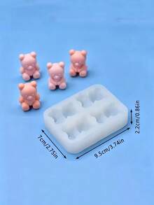New Four-Piece Silicone Bear Candle Mold, Adorable 3D Design, Perfect For Handmade Scented Candles. High Temperature Resistant And Won't Deform, Easy To Demold Without Burrs. A Versatile Mold For Home DIY, Craft Projects, And Gift Candle Making. - White - View 2