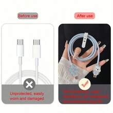 1 Set 3D Cherry Blossom Puppy Data Cable Protector, Cute Style Phone Accessory, Compatible With Apple 18W/20W PD Fast Charging, Cartoon Style Gift Item, Also Suitable As Birthday, Christmas, New Year Holiday Gift For Family - 3D Flower Puppy - View 6