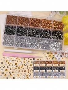 6500pcs Pink Resin Rhinestones 15-Grid For Crafts, Flat Back Resin Rhinestones For Dazzling Gemstone Flat Back Jewelry Suitable For DIY Mugs, Glass Cups, Bottles, Clothing, Shoes, Art - 5 Colors 15 Grids - View 11