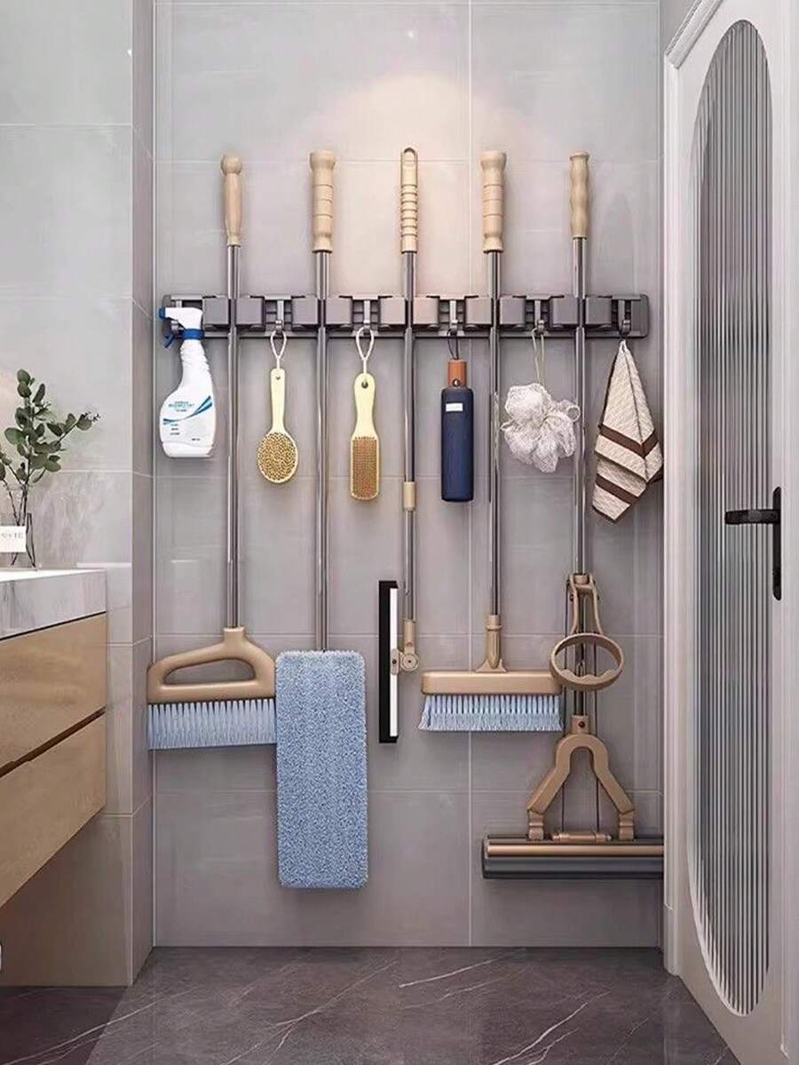 1. Gantungan Sapu dan Pel yang Dipasang di Dinding, Pengait yang Dapat Diatur, Rak Pengorganisasi Alat Pembersih, Penyimpanan Hemat Ruang untuk Kamar Mandi, Dapur, Garasi, Ruang Cuci, Taman, Solusi Penyimpanan Rumah Tangga yang Kokoh - MultiWarna - View 1