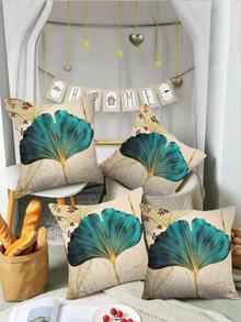 1pc Ginkgo Biloba Print Cushion Cover, Modern Throw Pillow Case, Pillow Insert Not Include, For Sofa, Home Decor - Multicolor - View 6