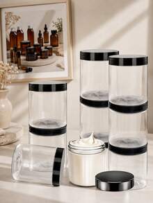 Bộ 1-20 hũ đựng trong suốt PET kèm nắp, hũ nhựa rỗng 50-500ml đựng mỹ phẩm và sắp xếp đồ - màu đen - Xem 10