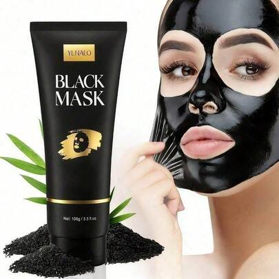 YLNALO Charcoal Purifying And Exfoliating Facial Mask, Facial Facial Mask, Deep Cleaning, Korean Skin Care, Back To School, Autumn Beauty And Skin Care For All Skin Types (3.5 Fl.Oz)