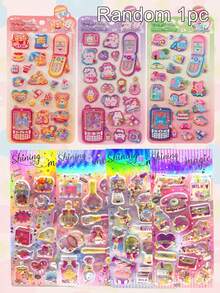 Cartoon Retro Mobile Phone Stickers, Y2K Pink Themed Decor Stickers For Stationery Notebooks Luggage - Multicolor - View 16