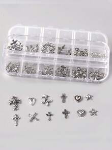 12-Grid Box Punk Y2K Dark Style Alloy Combination, Halloween, Halloween Decorations, Halloween Accessories - Grey - View 4