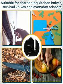 2Pcs Scissor Sharpener Tool, Mini Handheld Fabric Hair Scissors Pocket Knife Sharpener Sharpening Tool For Repair Quickly Sharpen Dull Blades (Black Style) - Black - View 5