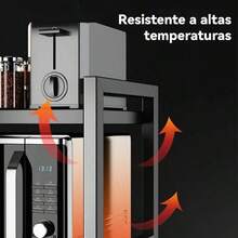 Estante Extensible de 3 Niveles para Microondas y Horno, Organizador de Cocina Ajustable y Resistente, Diseño Ahorrador de Espacio para Electrodomésticos, Utensilios y Accesorios, Práctico y Funcional - Negro - Ver 4