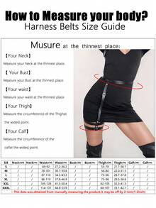 1pc Women's Dark Gothic Leather Waist & Leg Harness Accessory, Suitable For Carnival, Party, Bar And Stage Performance Outfits - Black - View 5