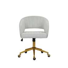 HengMing Home Office Desk Chair With Velvet Upholstery, Decorative Armchair With Armrests, 1 Piece - Light Grey - View 10