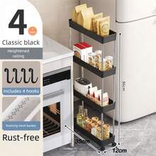 Kitchen Storage Rack, Multi-Functional Rolling Cart, Multi-Layer Storage With Wheels, Space-Saving Drainage Organizer, Suitable For Kitchen, Living Room, Bathroom, Bedroom And Laundry Room Corner Storage - Multicolor - View 16