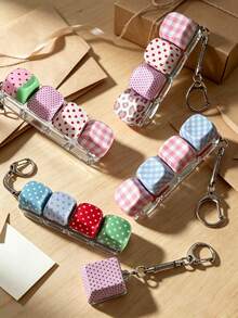 1Pc Dot/Leopard Print/Star Pattern Keychain, Y2K Style Pendant Keychain, Bag Accessory, Car Keychain, Gift For Friends On Birthday - Multicolor - View 2