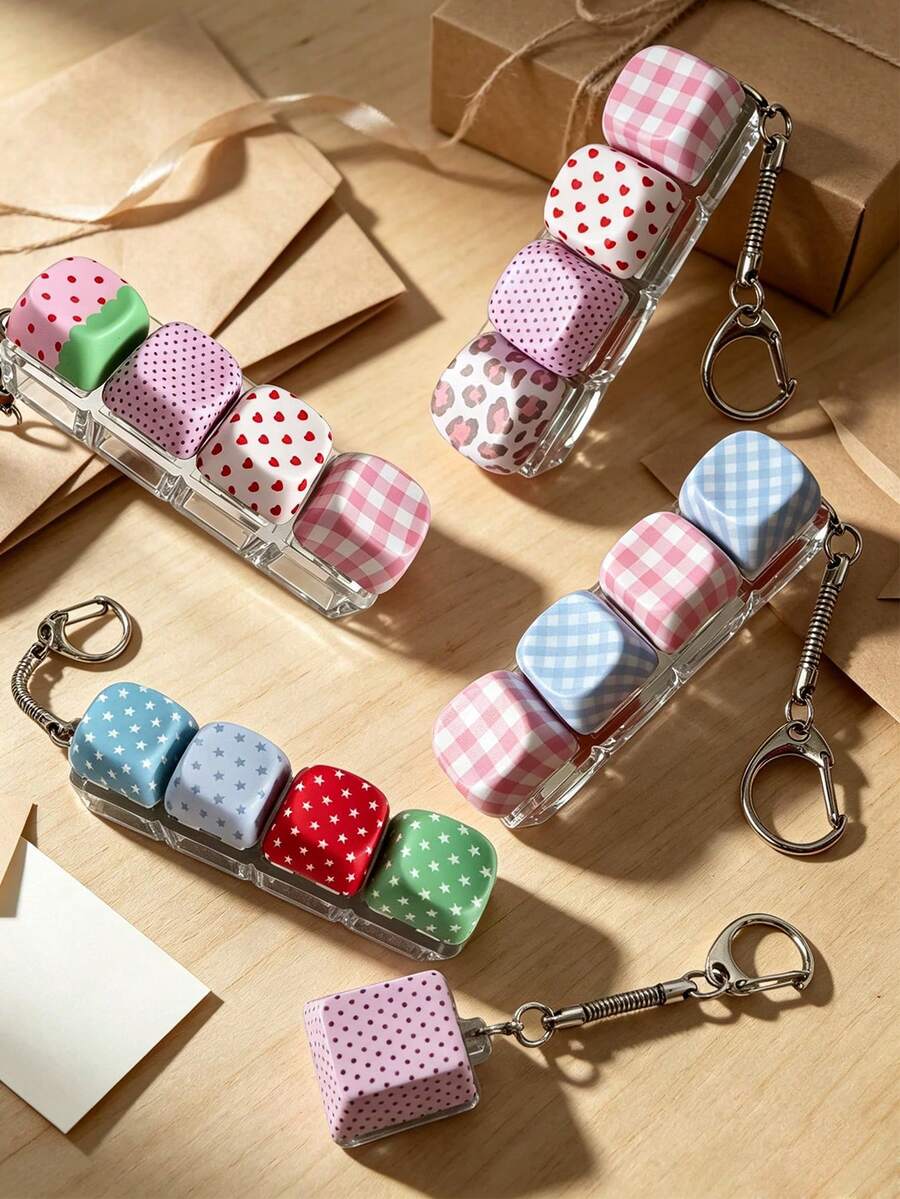 1Pc Dot/Leopard Print/Star Pattern Keychain, Y2K Style Pendant Keychain, Bag Accessory, Car Keychain, Gift For Friends On Birthday