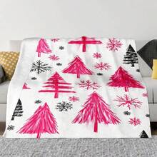 1PC Christmas Tree And Snowflake Print Blanket - Made Of Soft Plush Flannel, Perfect For Sofas, Beds, Or Recliners. It Is Ideal For Holiday Decorating, Home Decor And Gift Giving - Multicolor - View 4