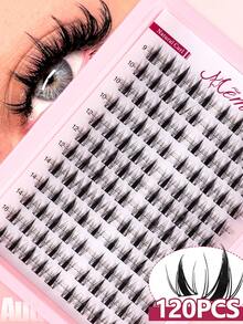 120片卡通風加厚蓬鬆單簇假睫毛 D捲 8-18mm 仙女風亮面尖簇 動漫風單簇睫毛 萬聖節聖誕節假期適用 - 黑色 - 查看 2