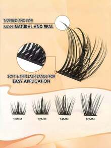 8-16MM D Curl Anime Style European Segmented Self-Adhesive Thick Single Cluster False Eyelashes - Black - View 3