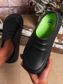Sepatu Loafers Slip-On EVA Pria dan Wanita Sol Tebal Sandal Rumah Sepatu Rumah Sakit Sepatu Dapur Sepatu Kerja - Hitam - View 4