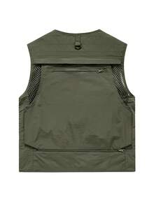 Men's Spring/Autumn Lightweight Outdoor Workwear Multi-Pocket Tactical Vest Jacket - Army Green - View 4