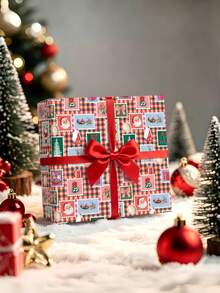 1 Roll Of Christmas Gift Wrapping Paper With Christmas Theme Designs,Perfect For Christmas Gift Wrapping,Decorating For Christmas Parties,Home Festive Decoration,DIY Craft,Festive Favour Wrapping 1 Roll Size: 43 Cm X 300 Cm. - A - View 3