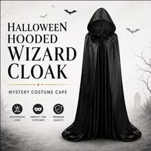 Halloween Hooded Wizard Robe | 63/67IN, Mysterious Style, Unisex Cloak | Perfect For Halloween Cosplay, Themed Parties, Hide Inner Outfit To Create Surprise - Multicolor - View 4