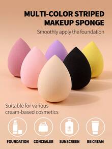 6Pcs Makeup Sponge Set,Multi‑Color Soft Skin‑Friendly Sponges,Elastic Cosmetic Sponges For Foundation, Concealer, Cream Blending - Multicolor - View 7