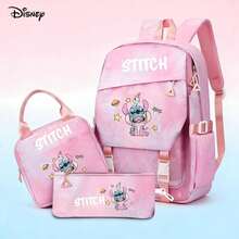Miniso Disney Stitch & Angel 3-Piece School Backpack Set, Includes Backpack, Insulated Lunch Bag And Pencil Case, Cute Lilo & Stitch Print, Perfect Back To School Gift For Boys And Girls - Pink - View 1