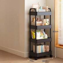 3-Tier White Plastic Rolling Storage Cart With Handle - Multi-Functional Storage Organizer For Kitchen, Bathroom And Bedroom - Durable Mesh Shelves Easy To Access, Mobile Practical Storage Cart | Modern Storage | Ventilated Storage - Multicolor - View 5