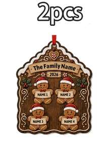 Custom Gingerbread Family Christmas Ornament, Personalized 2-5 Names Holiday Tree Decor, Festive Gingerbread House Style, Customized Family Keepsake, Customizable Name Hanging Ornament, Christmas Home Decor, Holiday Gift 2026, Christmas Decorations - Style D - View 7