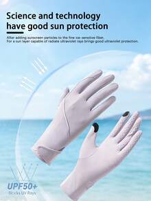 1 Pair Women's Ice Silk UV Protection Gloves, Anti-Slip, Touchscreen Compatible, Thin Summer Style For Driving, Cycling And Electric Scooter - A - View 5