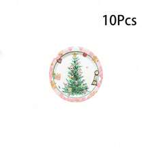 10/20/50入 粉色水彩聖誕圓形紙盤 7英吋與9英吋，士兵人偶與芭蕾舞者圖案一次性晚餐盤，馬卡龍色系節日派對用品，適用聖誕家庭聚會、冬季假期、嬰兒洗禮、生日派對 - 多色 - 查看 8