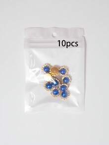 10-200件 12mm 藍色珍珠花，中心鑲嵌藍色珍珠，周圍環繞小白色水鑽，向日葵圖案，亮面鈕扣水鑽花，DIY手工配件，適用於花卉頭飾與衣飾裝飾 - 12mm藍珍珠花 - 查看 11