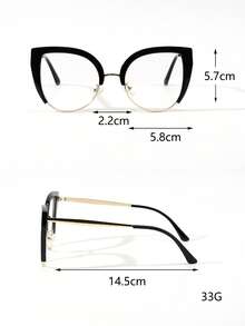 1 Pair Women's Cat Eye Oversized Metal Frame Non-Prescription Glasses, Versatile Street Style, Suitable For Daily Wear And Accessories - Clear - View 6