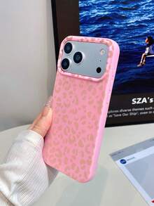 1pc Deep Pink Full Screen Leopard Print Phone Case, Anti-Drop Anti-Collision Personalized Protective Cover Compatible With Iphone 16 Pro Max/17/16/15/14/13/12/11/Air - Multicolor - View 4