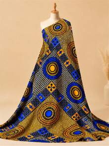 African Wax Print Fabric, Nigerian Traditional Ankara‑Style Fabric, Circular Floral Geometric Pattern Cloth, Soft Breathable Printed Textile For Women Dresses Headwrap Skirt Party Outfit DIY Sewing & Handcraft Projects - Batik Fabric - View 6