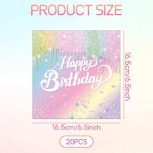 20pcs Pastel Shiny Drip Design Disposable Paper Napkins, 6.5 Inches. Suitable For Birthday Celebration Table Decor, With Silver Diamond Pattern, Creating A Joyful Atmosphere - View 4