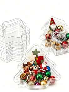 1/5/10pcs Reusable Transparent Christmas Tree Gift Boxes, Holiday Dessert Storage Containers, DIY Party Decoration Supplies, Christmas Party Favor Small Gift Boxes, Holiday Decor - Multicolor - View 8