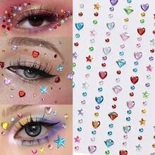 ملصقات جوهرة لامعة ثلاثية الأبعاد بألوان عقدة الفراشة ، ملصقات قلب ونجمة براقة، تصميم حجر راين ماسي ذاتي اللصق، مناسبة للمكياج والملابس، ديكور وجه ماسي متعدد الألوان، مثالية لعيد الحب والعطلات والحفلات والفعاليات - متعدد الألوان - مشاهدة 6
