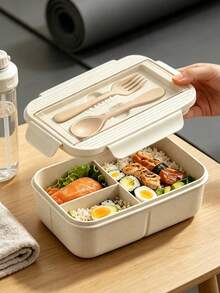 1 buah Kotak Bento dengan Peralatan Makan, Aman untuk Microwave dan Mesin Cuci Piring, Wadah Penyimpanan Makanan untuk Piknik, Berkemah, Pesta, Kantor, Sekolah - MultiWarna - View 2