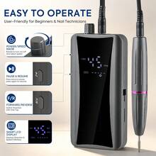 DianaBeauty 45000RPM Electric Nail Drill Machine, Rechargeable Nail File With LCD Display, Forward Reverse, Pause For Manicure Pedicure - Multicolor - View 8