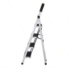 Escalera Telescópica de Acero de 4 Escalones, Color Blanco, Diseño Plegable y Compacto para Hogar, Ideal para Cocina, Armarios y Estantes, Estructura Estable, Resistente y Fácil de Guardar - Blanco - Ver 5