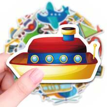 50pcs Car Building Block Stickers, Suitable For Laptop, Water Bottle, Luggage, Helmet, Notebook And Other DIY Creative Toys - Multicolor - View 4
