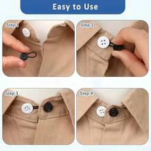 6/8/12/16Pcs Expandable Waist Buttons, No-Nail Seamless Detachable Cuff & Collar Shirt Extender Buttons, Elastic Adjustable Stretch Buttons, Unisex - Multicolor - View 9