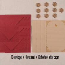 Este set de sobres incluye sobres color borgoña, papelería con estampado de conejo y sellos de cera. Perfecto para cartas de amor escritas a mano, tarjetas de cumpleaños y cartas cuidadosamente empaquetadas. Estos sobres son el regalo perfecto para la familia, amigos y seres queridos. - A - Ver 12